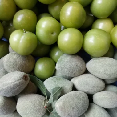 Fresh Almond 1 lb and fresh Green Plum 1 lb ( total 2 lbs)